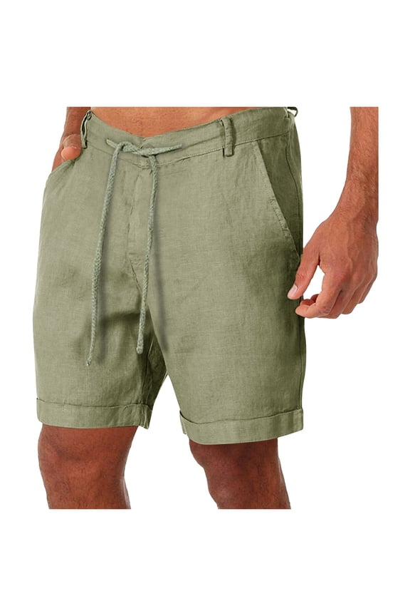 Mens Walkshorts Comfy Soft Cotton Drawstring Running Hiking Walk Shorts(Green,M)