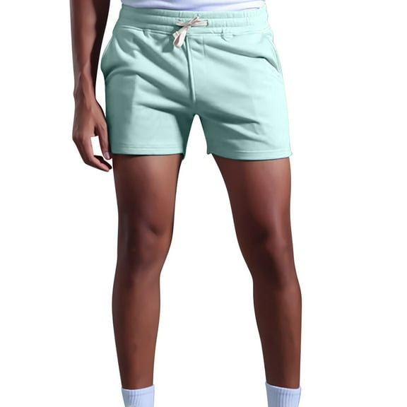 HCNTES Men's Cotton Loose Fit Elastic Waist Wide Leg Short with Pockets(Green,M)