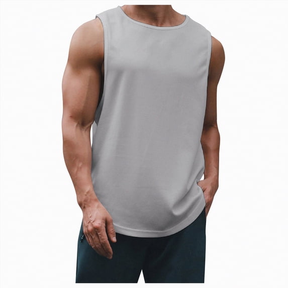 HCNTES Men's Dolman Sleeve Crop Vest Top T Shirts Crewneck Loose Pullover Tank Tops(Grey,XL)