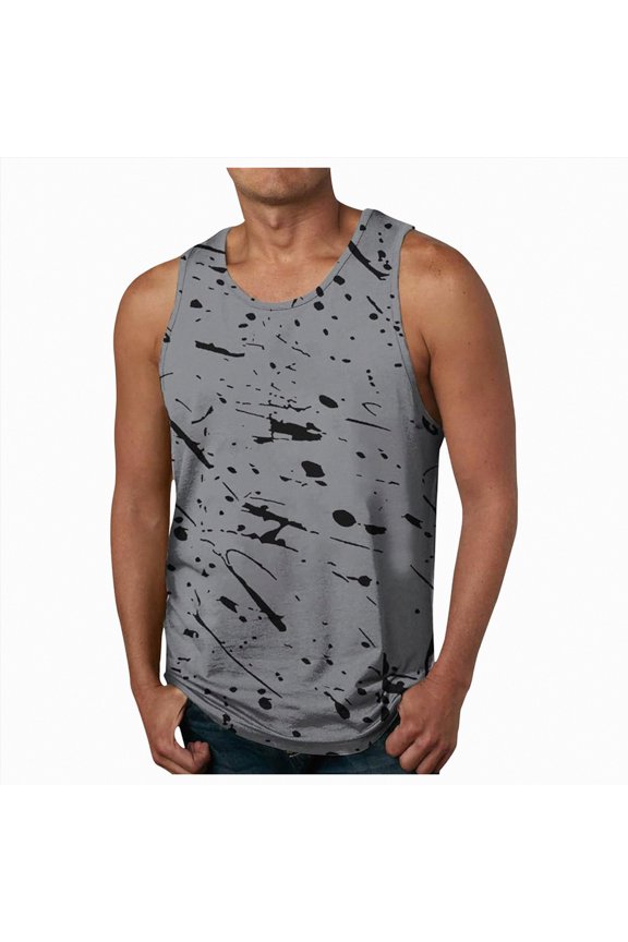 Men's Dri-Power Cotton Blend Sleeveless Muscle Shirts, Moisture Wicking Odor Protection UPF 30+(Grey,L)