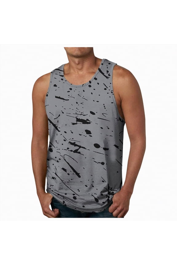 Men's Dri-Power Cotton Blend Sleeveless Muscle Shirts, Moisture Wicking Odor Protection UPF 30+(Grey,XXXL)