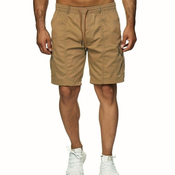 HCNTES Men's Golf Shorts Lightweight Quick Dry Walkshorts Hiking Travel Shorts with Pockets(Khaki,L)