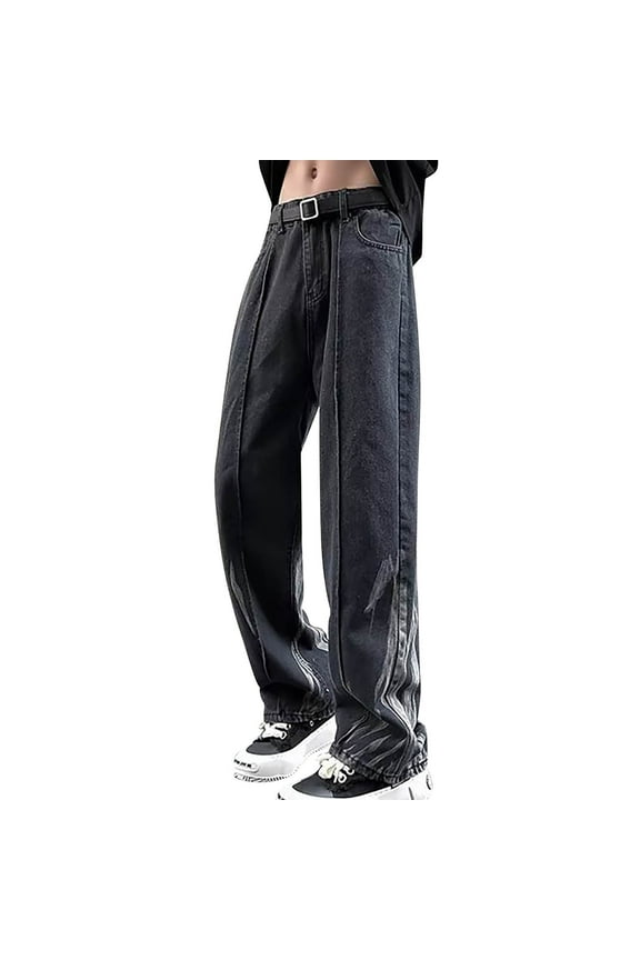 Men's Jeans - Regular Fit Comfort Stretch Knit Denim Jeans Straight Leg Casual Pants for Men(Black,3XL)