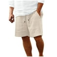thumbnail image 1 of HCNTES Men's Walkshorts Elastic Waist Drawstring Summer Men Shorts(Beige,L), 1 of 8