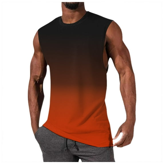 HCNTES Men's Mesh Y-Back Muscle Tank Top Gym Workout Bodybuilding Fitness Knit Sleeveless Lightweight Tee Undershirt(Orange,S)