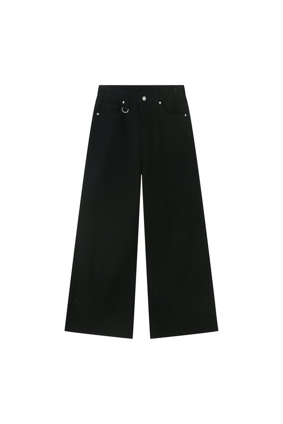 Men's Mid Rise Stretchable Straight Relaxed Fit Cross Hatch Denim Pants(Black,XL)