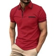 thumbnail image 1 of HCNTES Men's Polo Shirt, Long and Short Sleeve Shirts, Lightweight Golf Shirts, Outdoor Shirt（Z01-Red,XL), 1 of 5