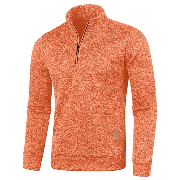 HCNTES Men's Quarter Zip Up Pullover Slim Fit Neck Long Sleeve Sweaters Casual Sweatshirtï¼Orange,5XL)