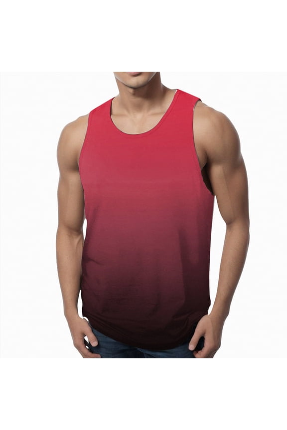 Men's Quick Dry Tech Stretch Active Sleeveless Tank Top Workout Shirt(Red,XXXL)