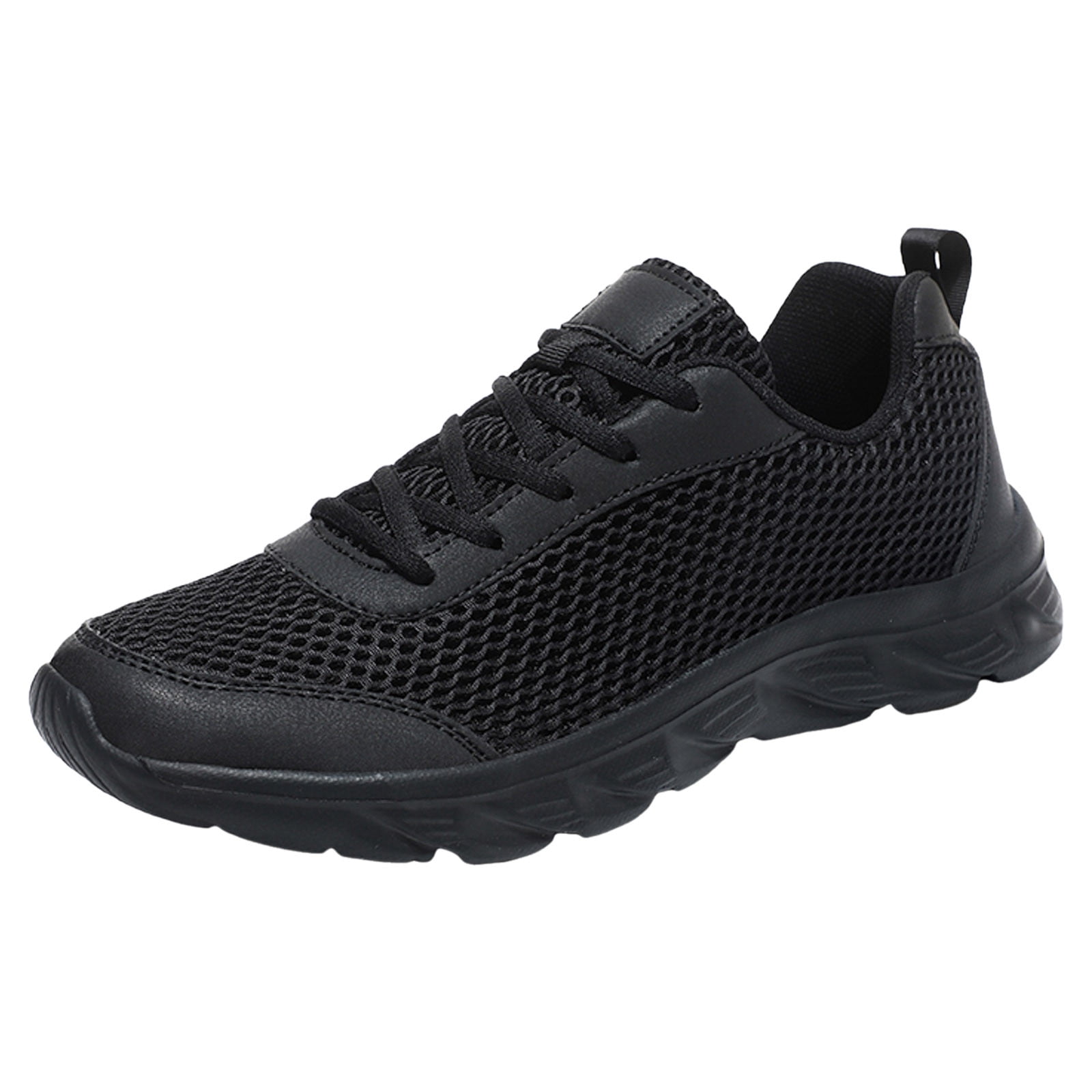 HCNTES Men's Running Shoes Tennis Walking Fashion Sneakers Breathable Non Slip Gym Sports Work Trainers（Black,40)