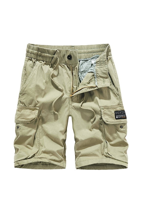 Men's Shorts Cargo Classic Drawstring Summer Beach Shorts with Pockets(Khaki,31)