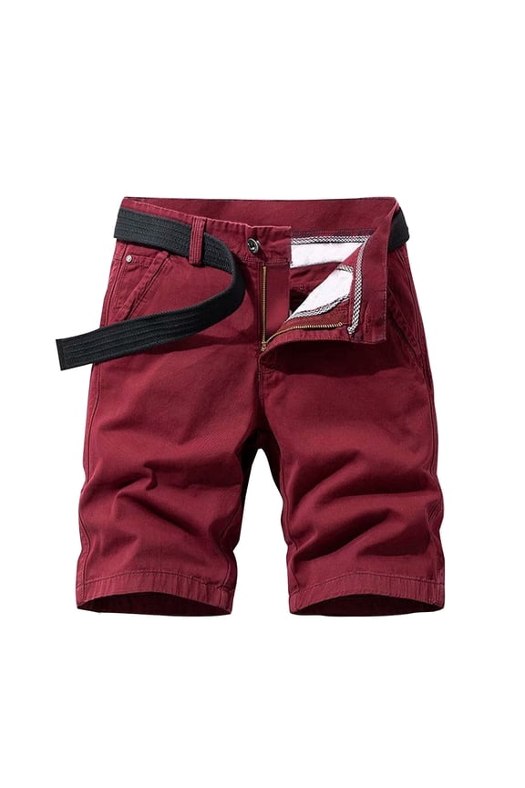 Men's Shorts Cargo Classic Fit Drawstring Summer Beach Shorts with Elastic Waist and Pockets(Red,29)