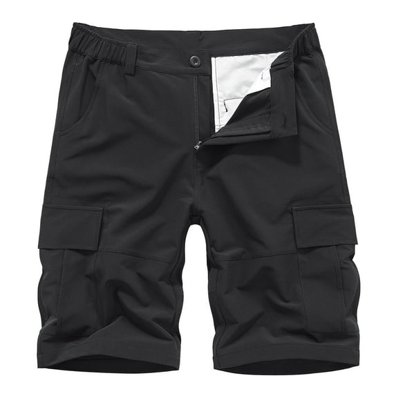 HCNTES Men’s Shorts Casual Drawstring Summer Beach Shorts for Golf Casual Fishing(Black,36)