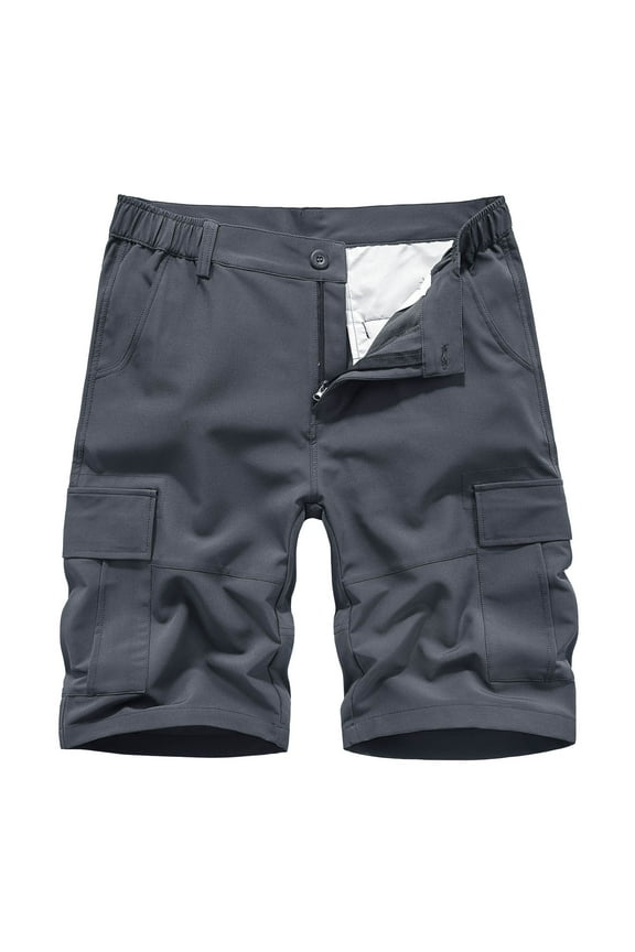 Men's Shorts Casual Elastic Waist Drawstring Summer Beach Shorts with Pockets(Dark Gray,36)