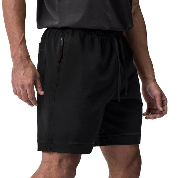 HCNTES Men's Shorts Elastic Waist Drawstring Casual Summer Beach Shorts(Black,3XL)