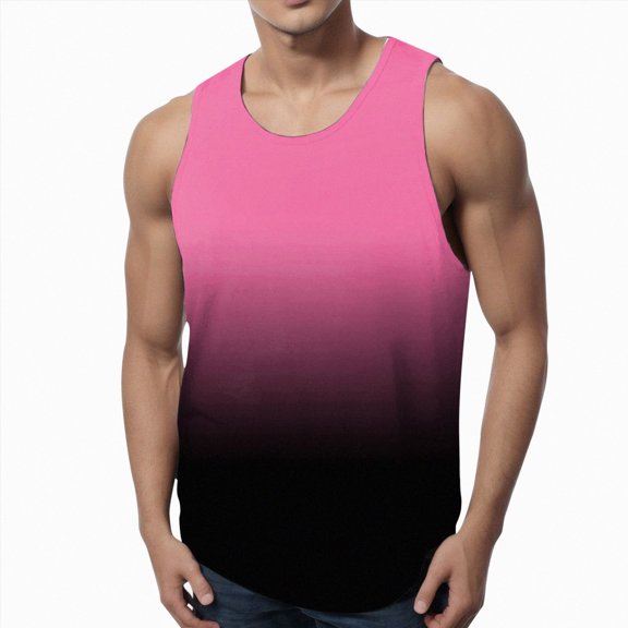 HCNTES Men's Sports Tank Tops Athletic Gym Bodybuilding Fitness Sleeveless Shirts for Beach Running Workout mens sleevless shirts(L,Pink)