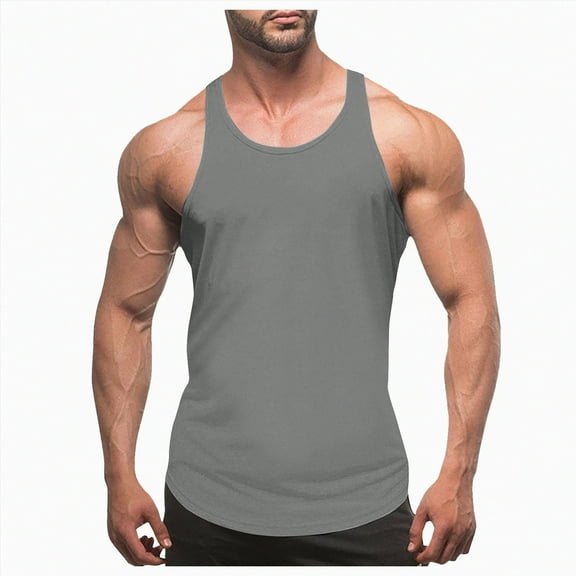 HCNTES Men's Summer Beach Tank Tops Sleeveless Shirt Casual Textured Tank Shirts 5xl mens tank tops big and tall(L,Grey)