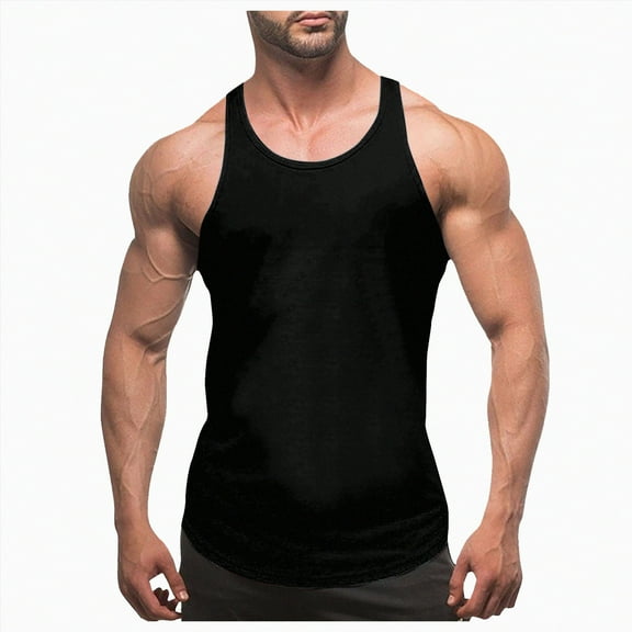 HCNTES Men's Summer Beach Tank Tops Sleeveless Shirt Casual Textured Tank Shirts 5xl tank top big men(3XL,Black)
