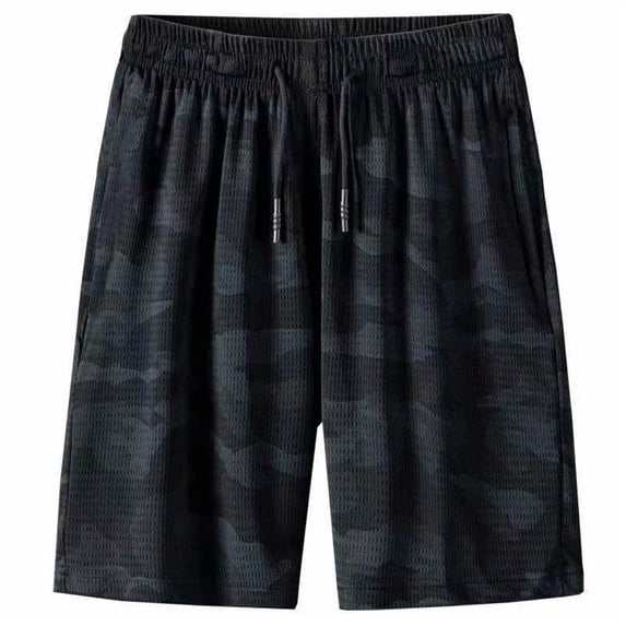 HCNTES Men's Summer Casual Cotton Linen Shorts with Drawstring Elastic Waist, Beach Shorts with Pockets, Outdoor Fashion(5XL,Camouflage)
