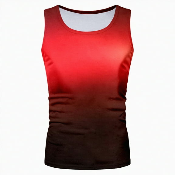 HCNTES Men's Summer Tank Tops Hawaiian Crewneck Sleeveless Tank Tops Casual Beach Tank Shirts linen Tank tops men(M,Red)