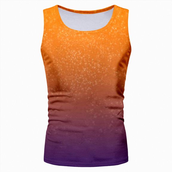 HCNTES Men's Summer Tank Tops Hawaiian Crewneck Sleeveless Tank Tops Casual Beach Tank Shirts mens tank tops(XXL,Orange)