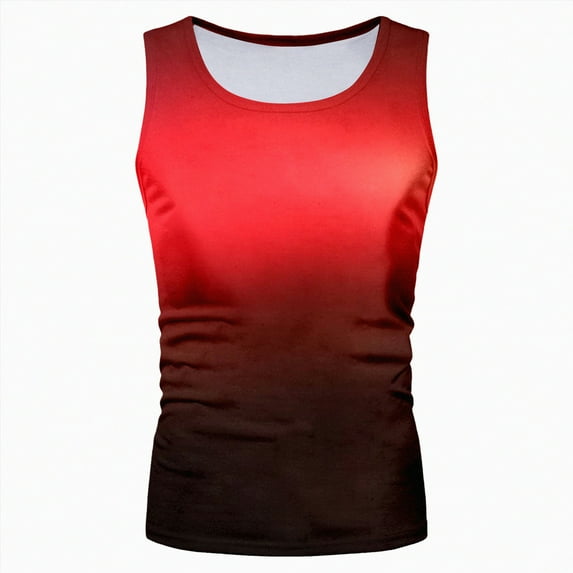 HCNTES Men's Summer Tank Tops Hawaiian Crewneck Sleeveless Tank Tops Casual Beach Tank Shirts mens white linen Tank tops(XL,Red)