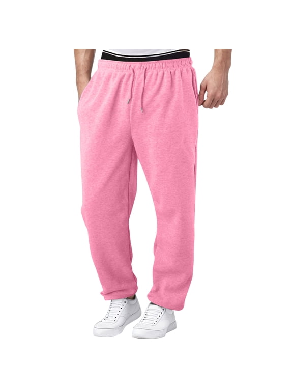 Men's Sweatpants, Reverse Weave, Heavyweight Fleece Sweatpants For Men(Z04-Pink,M)