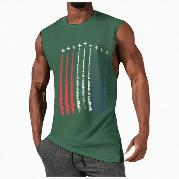 HCNTES Men's Tank Tops Cotton Performance Sleeveless Casual Classic T Shirts mens cotton tank tops(XL,Green)