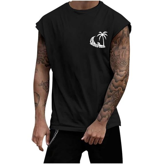 HCNTES Men's Tank Tops Workout Beach Shirts Sleeveless Shirts for Bodybuilding Gym Fitness Training Vest(Black,M)