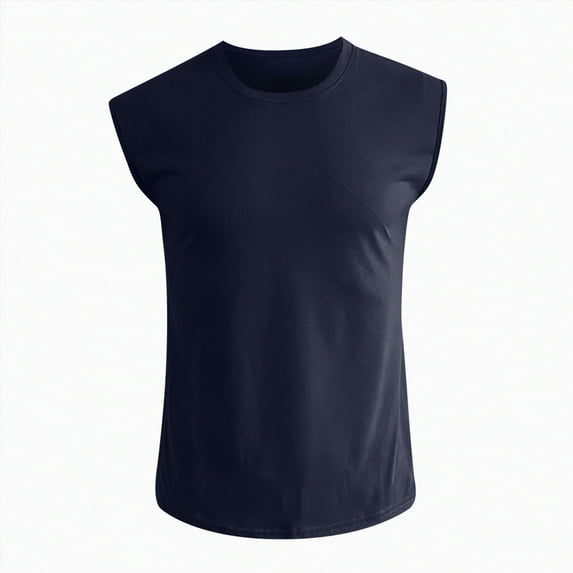 HCNTES Men's Tank Tops Workout Gym Sleeveless Shirts Summer Running Athletic Swim Shirts mens (S,Navy)