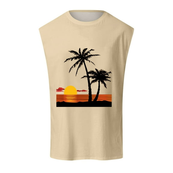 HCNTES Men's Vest Shirt Gym Workout Tank Top Sleeveless Training(Brown,3XL)