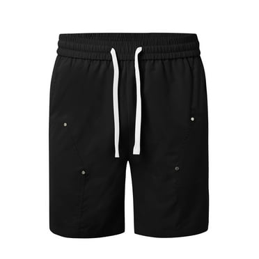 HCNTES Men's Walkshorts Beach Shorts Elastic Waist Shorts with Drawstring(Black,XXL)
