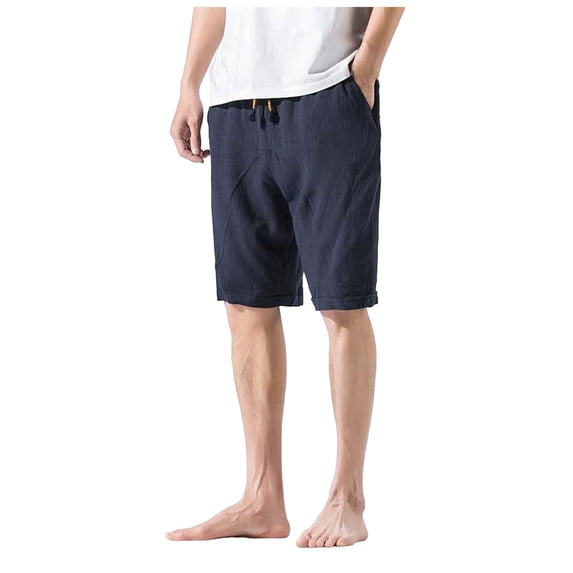 HCNTES Men's Walkshorts Classic Fit Short Drawstring Summer Beach Shorts(Navy,M)