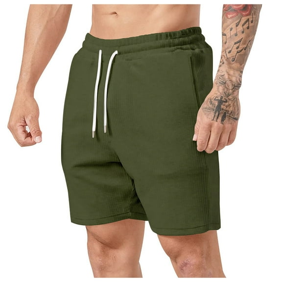 HCNTES Men's Walkshorts Classic Fit Short Summer Beach Shorts with Elastic Waist and Pockets(AG,S)