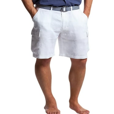 HCNTES Men's Walkshorts Elastic Waist Drawstring Summer Beach Shorts with Pockets(White,XL)