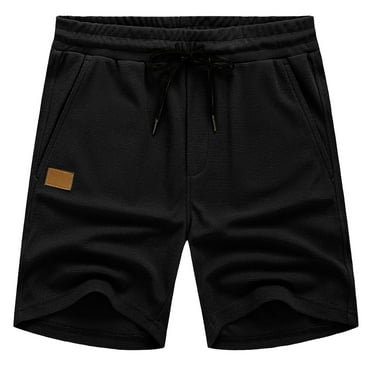 HCNTES Men's Walkshorts Summer Drawstring Pockets Elastic Waist Shorts(Black,M)