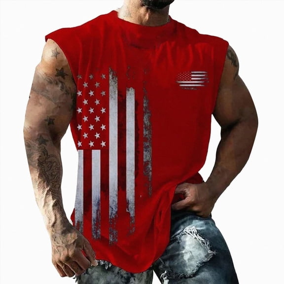 HCNTES Men's Workout Tank Tops Sleeveless Shirts for Men Muscle Moisture Wicking Bodybuilding Gym Lightweight tank tops for men big and tall(XXL,Red)