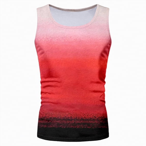 HCNTES Men's Workout Tank Tops UPF 50+ Swim Shirts Quick Dry Running Sleeveless UV Protection Muscle Tees(Watermelon Red,XXL)