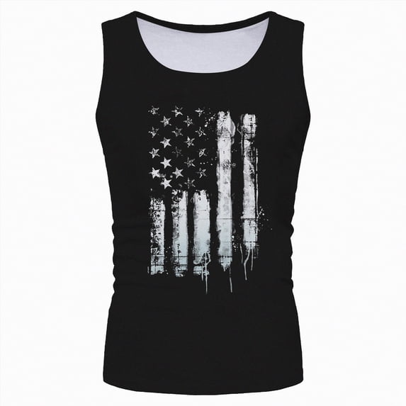 HCNTES Mens American Flag Tank Tops 4th of July Shirt for Mens USA Flag Clothes 1776 Sleeveless Shirts Patriotic Tee Tops(Black,XL)