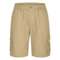 thumbnail image 1 of HCNTES Mens Beach Shorts Elastic Waist Drawstring Cotton Shorts Plus Size Summer Shorts Loose Fit Plus Size Shorts（Z04-Khaki,XXL), 1 of 6