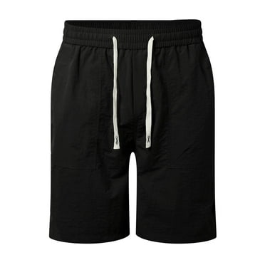HCNTES Mens Casual Shorts Drawstring Summer Beach Stretch Twill Golf Shorts with Pockets(Black,XXL)
