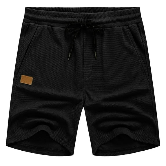 HCNTES Mens Board Shorts Bermuda Shorts Stretch Drawstring Summer Beach Shorts with Pockets(Black,XL)