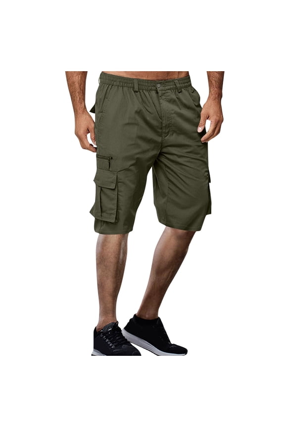 HCNTES Men's Cargo Shorts Relaxed Fit Multi-Pocket Outdoor Camouflage Cargo Shorts Cotton(Army Green,XL)