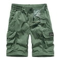 thumbnail image 1 of HCNTES Mens Cotton Shorts Cargo Elastic Drawstring Summer Beach Short Pants(AG,38), 1 of 3