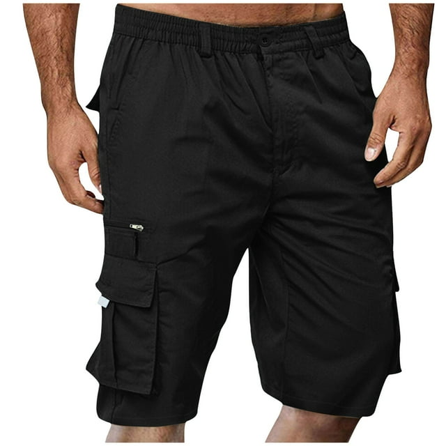 HCNTES Mens Elastic Waist Cargo Shorts,2024 Summer Casual Bermuda