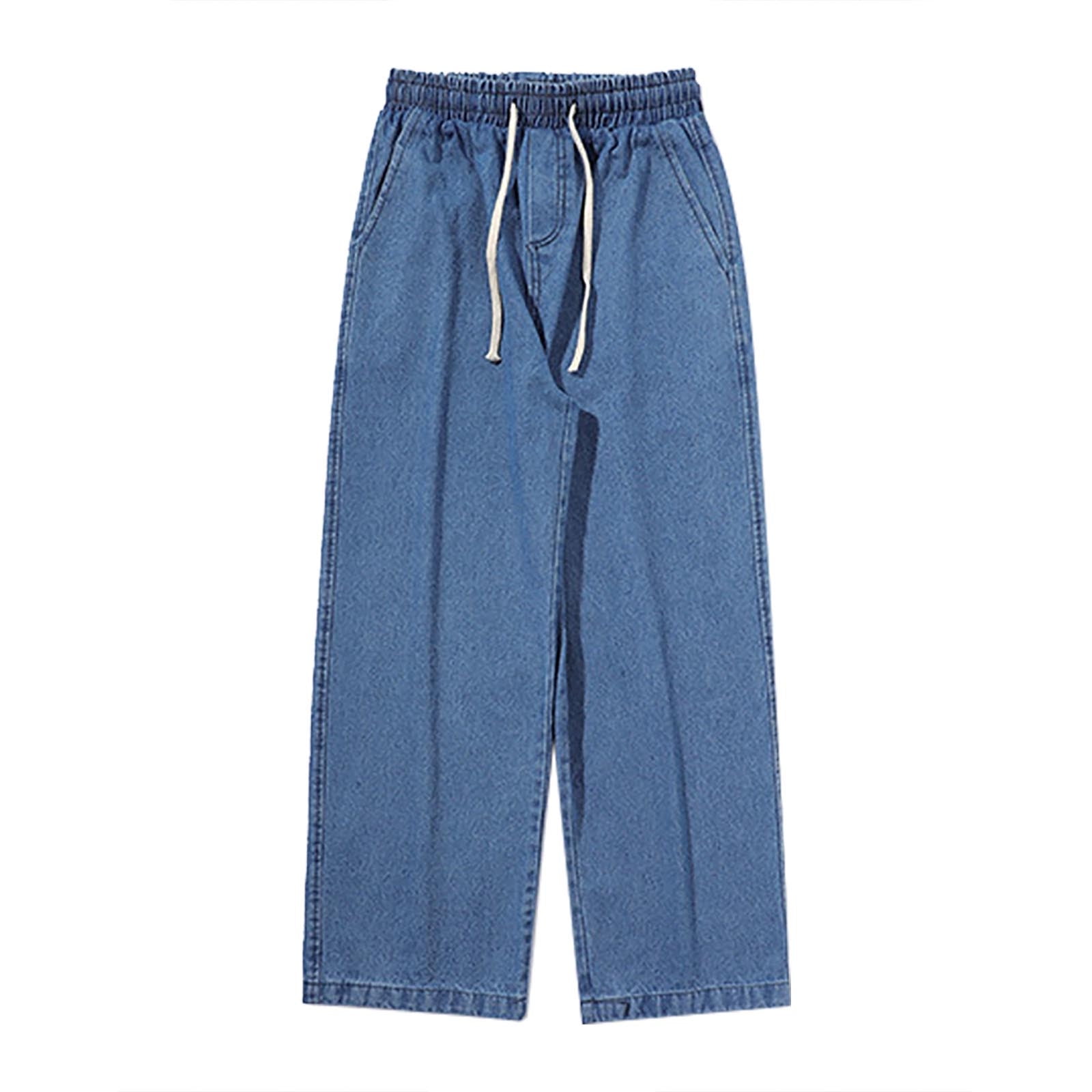 HCNTES Mens Elastic Waist Jeans Relaxed Fit Elastic Waist Jeans for Men ...