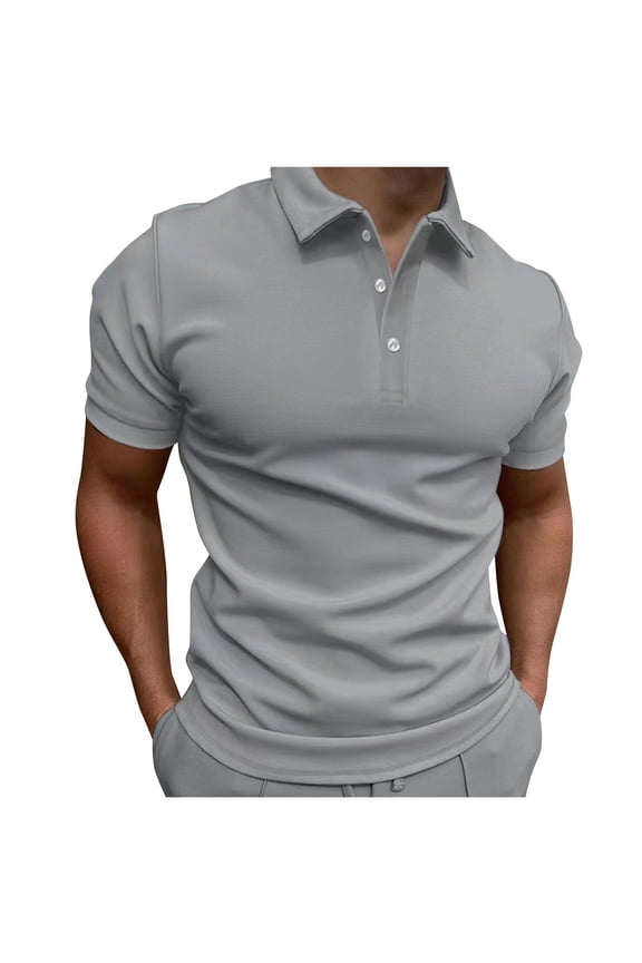 Mens Golf Shirt Moisture Wicking Sport Short Sleeve Striped Golf Polo Shirts for Men(Z04-Grey,3XL)