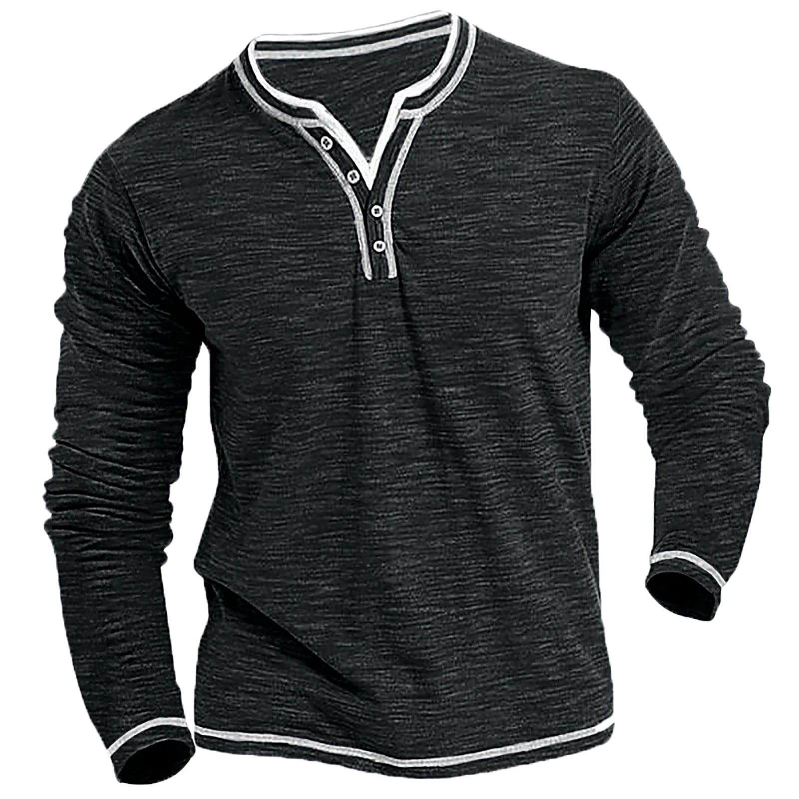 HCNTES Mens Henley Shirts Long/Short Sleeve T Shirt Fashion Casual