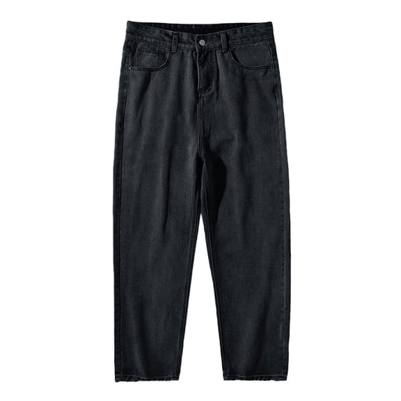 HCNTES Mens Jeans Relaxed Fit Denim Work Pants with Tool Pockets Elastic Waist Jeans(Black,L)