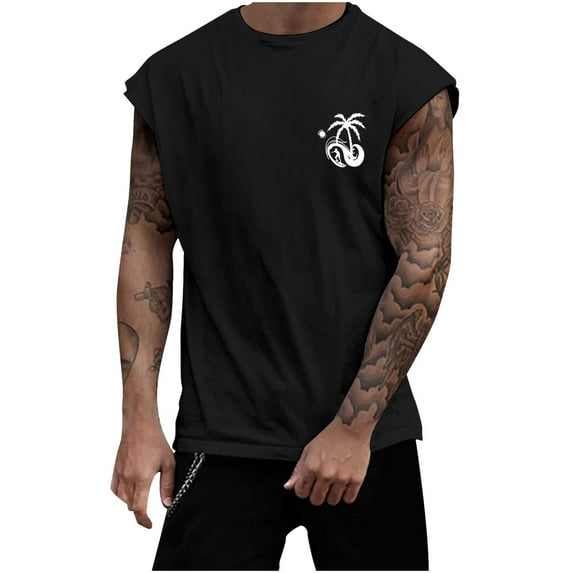 HCNTES Mens Muscle Tank Top Sleeveless Gym Workout Shirt Midweight Cotton Tanks Sportswear Undershirt Running Vest(Black,3XL)